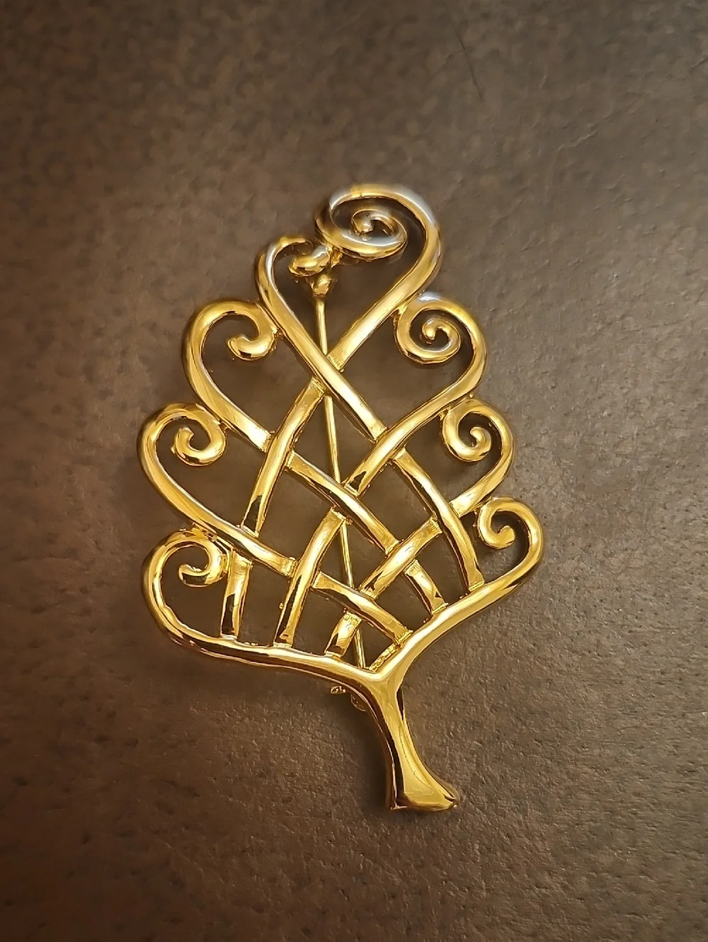 Goldtone Filigree Tree Pin Brooch